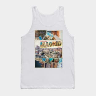 Greetings from Madrid in Spain vintage style retro souvenir Tank Top